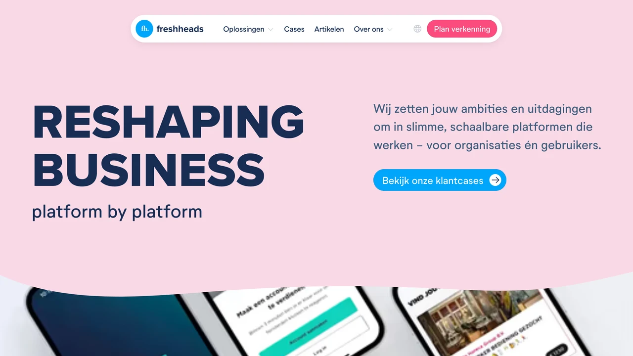 Screenshot van de website van Freshheads