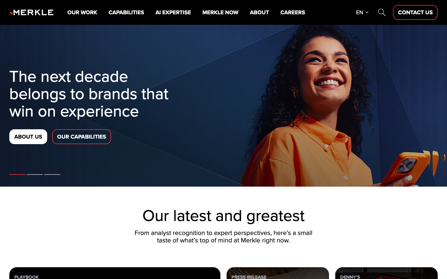 Screenshot van de website van Merkle