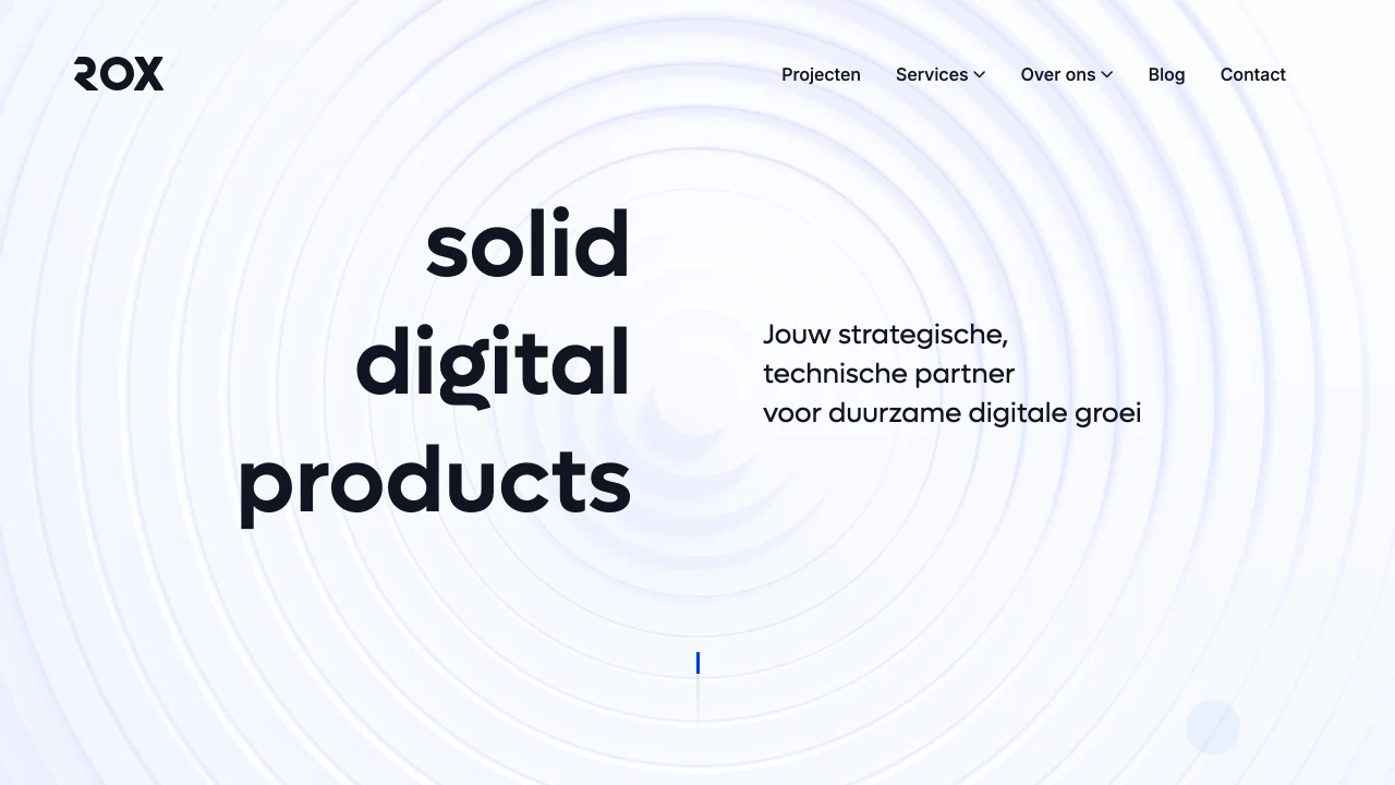 Screenshot van de website van ROX Digital Agency