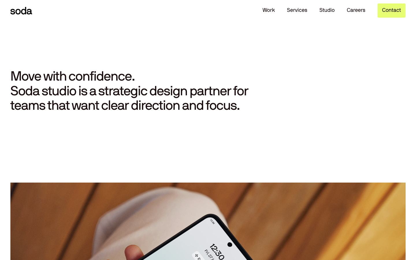 Screenshot van de website van Soda Studio