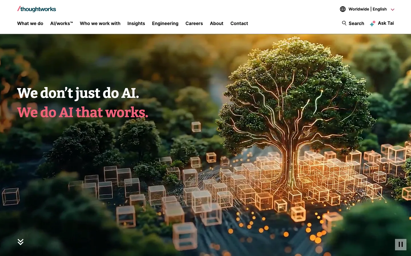 Screenshot van de website van Thoughtworks