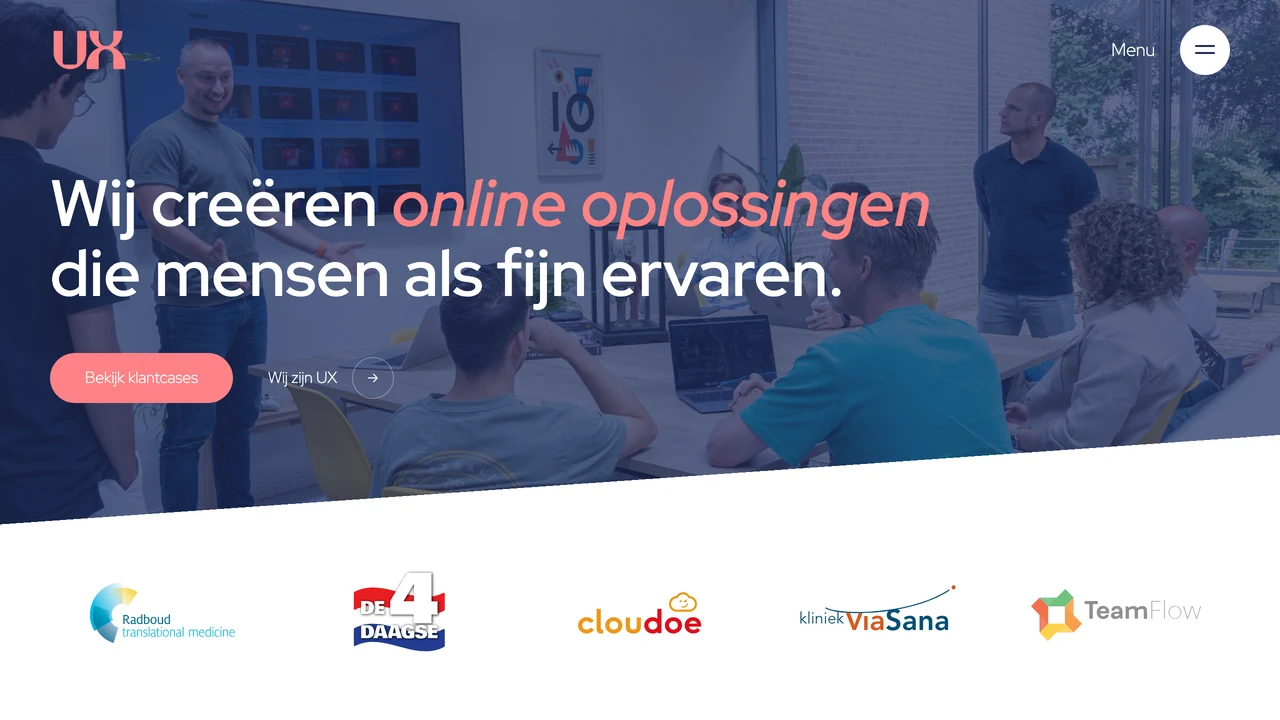 Screenshot van de website van UX