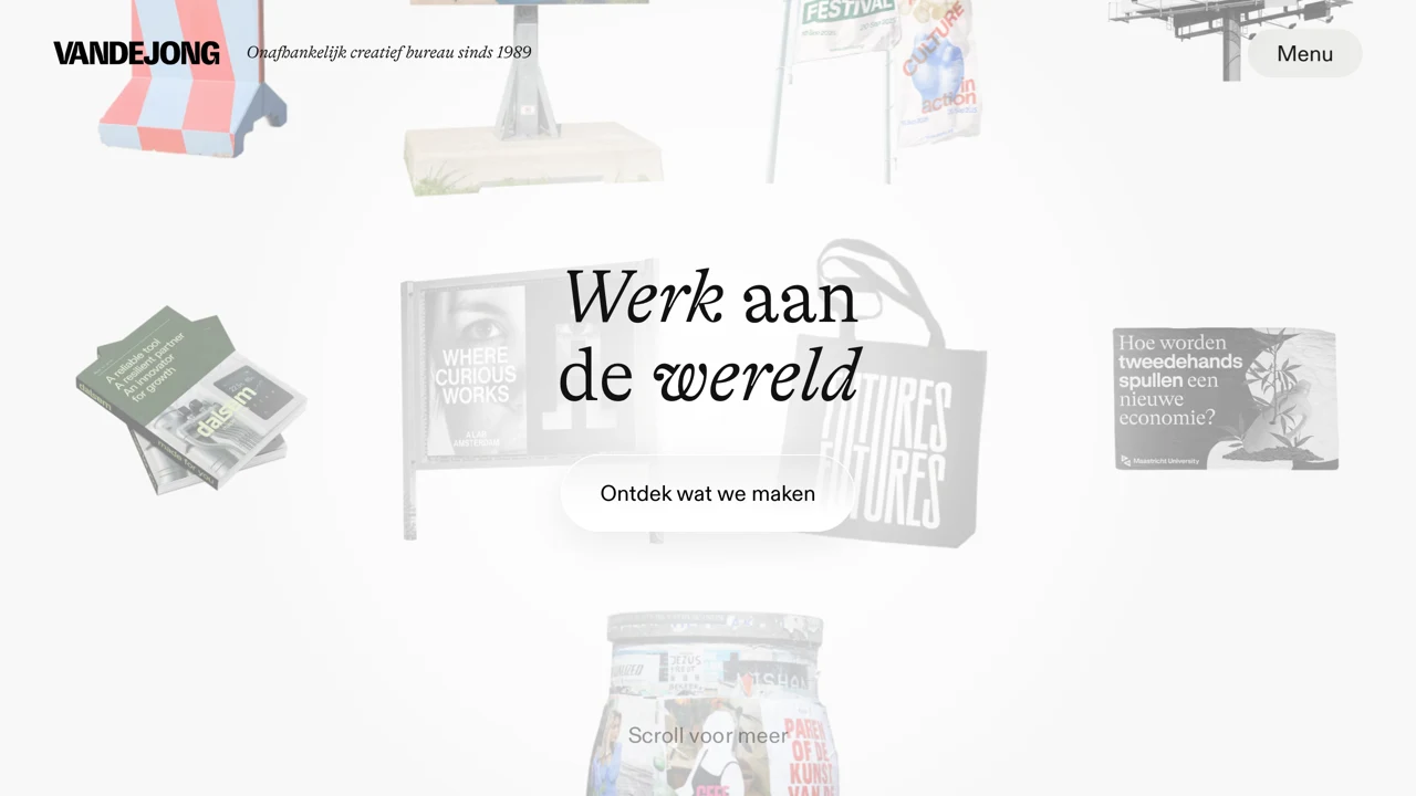 Screenshot van de website van Vandejong