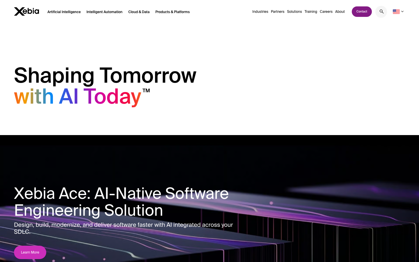 Screenshot van de website van Xebia